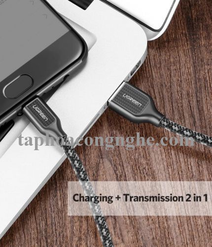 Ugreen 50380 0.5M màu Đen Cáp sạc truyền dữ liệu USB 2.0 sang MICRO USB 4A võ hợp kim kẽm US271 30050380